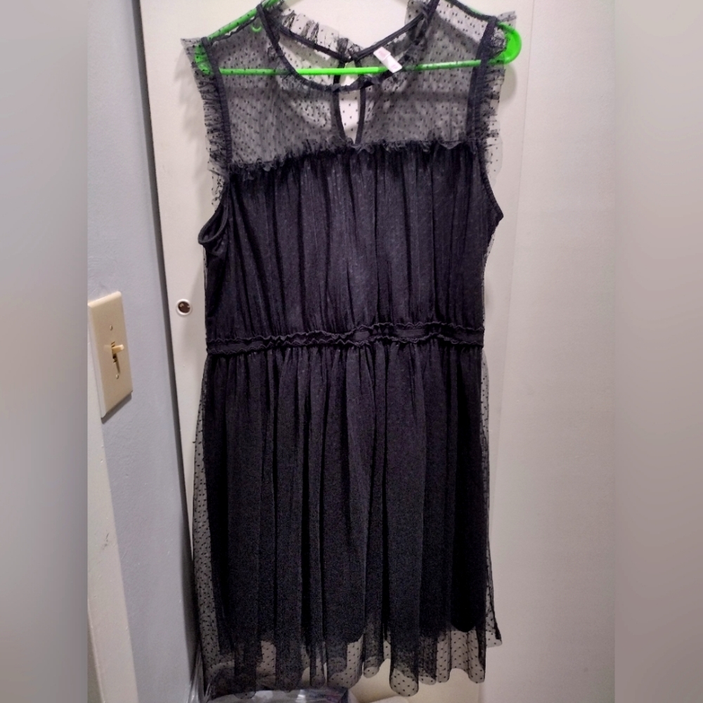 Gothic Wednesday Addams lace panel dress.